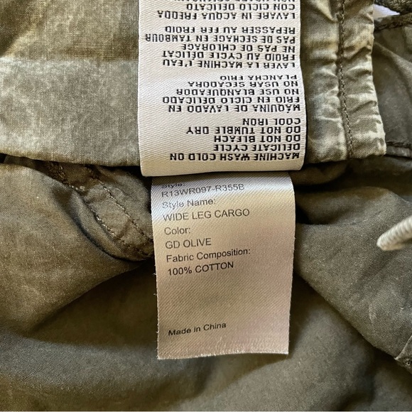 NWOT R13 Wide Leg Cargo Pant Olive Garment Dyed Cotton Poplin - Picture 12 of 12